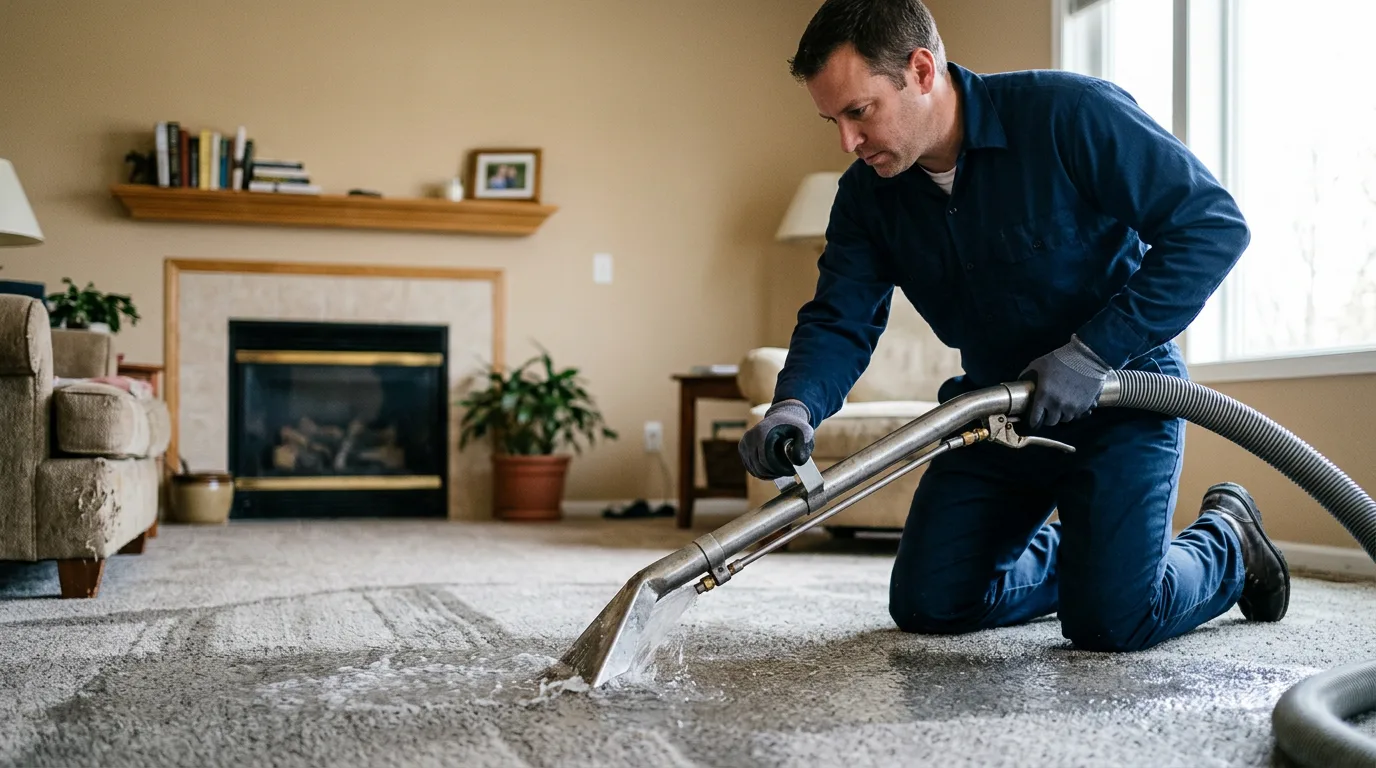 Water damage restoration technician working near New Matamoras, OH